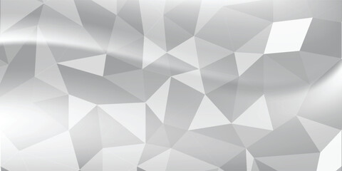 Obraz premium Abstract light grey white low poly polygon geometric wave background with dynamic light mesh curve texture layout modern vector illustration