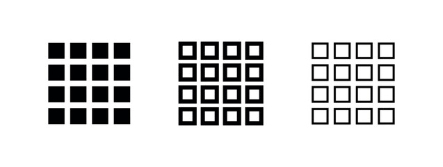 Fototapeta premium Multiple Square Grid Menu Icon Set