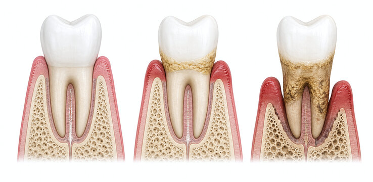 Periodontal disease progression from healthy gum to bone loss