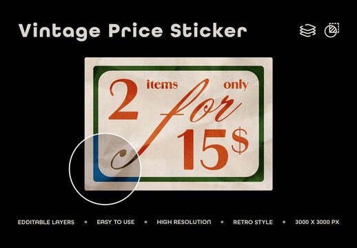 Vintage Price Sticker No 7 For Packaging And Branding Design