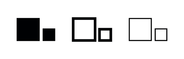 Naklejka premium Responsive design or size comparison icon set. Adapting to different screen sizes.