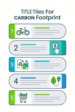 Modern vertical flat vector infographic layout for reducing carbon footprint five steps