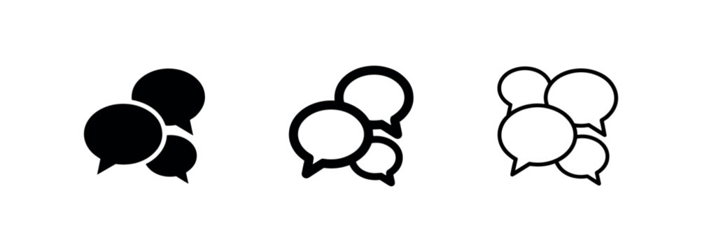 Multiple speech bubbles icon set. Chat, conversation, or communication symbol for social media.