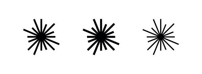 Obraz premium Sunburst and Spark Icon Set in Three Different Graphic Styles