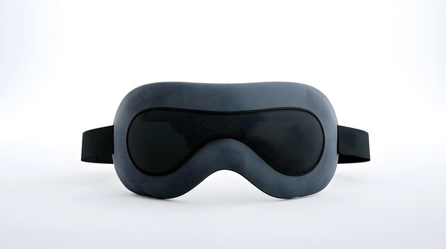 Contoured sleep mask with black eye cover and adjustable elastic straps  presented on a clean white surface