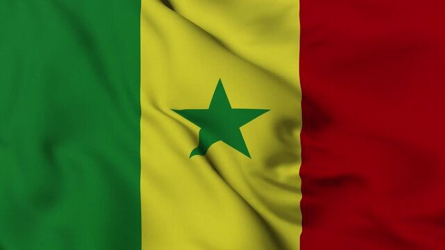 4K animation of the Senegalese national flag waving in the wind