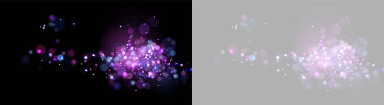 Clusters of soft glowing orbs create a dreamy bokeh effect in violet and blue hues. The scattered lights vary in size and intensity, producing a rich and diffused glow.