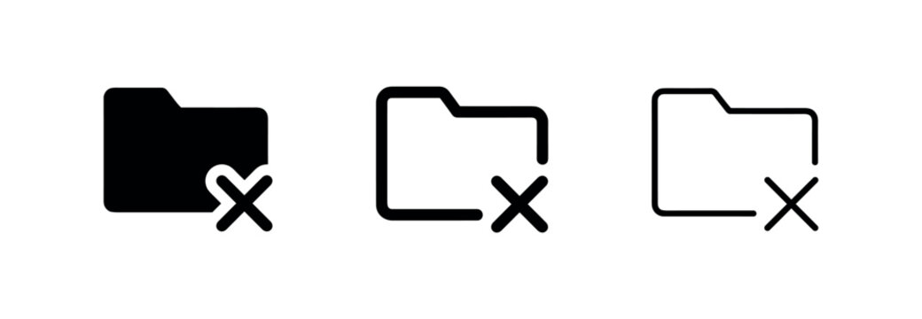 Delete Folder X Icon Set for Data Removal