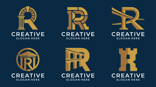 A visually striking array of creative logos featuring bold geometric shapes, sophisticated typefaces, and distinct motifs, perfect for branding and corporate identity ventures.