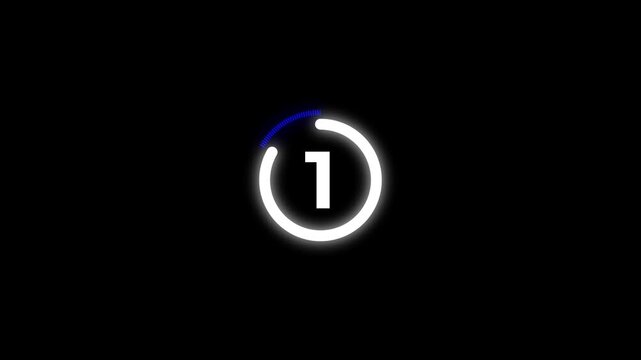 5 seconds countdown, Analog of simple clean timer motion graphic with text numbers. 5 to 0 seconds countdown timer with analog clock icon animation on transparent background.