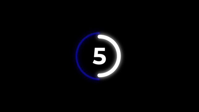 Ten seconds countdown, Analog of simple clean timer motion graphic with text numbers. 10 to 0 seconds countdown timer with analog clock icon animation on transparent background.