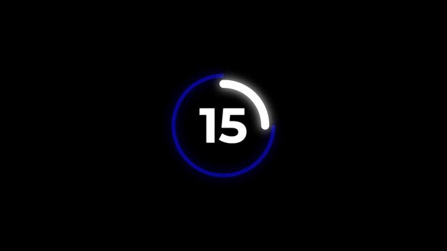 20 seconds countdown, Analog of simple clean timer motion graphic with text numbers. 20 to 0 seconds countdown timer with analog clock icon animation on transparent background