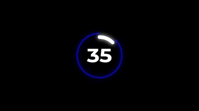 40 seconds countdown, Analog of simple clean timer motion graphic with text numbers. 40 to 0 seconds countdown timer with analog clock icon animation on transparent background