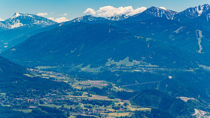 Fototapeta premium Alpine summer view at Mount Seegrube, Nordkette mountains, Innsbruck, Tyrol, Austria