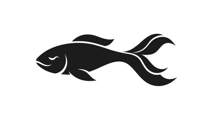 Fototapeta premium Black fish silhouette icon swimming on white background