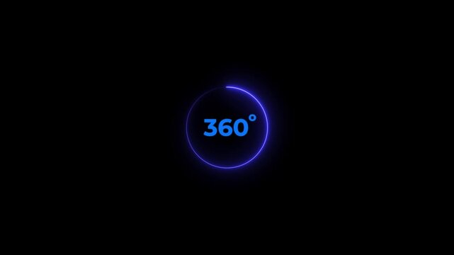 360 degree view icon animation, Icon 360&deg; animation with optional lama matte. Chroma key included. 360 degree view icon animation on a black background.