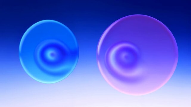 Abstract blue and pink spheres with swirling vortex patterns move and overlap against gradient background