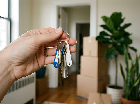 Person holding keys to a new apartment