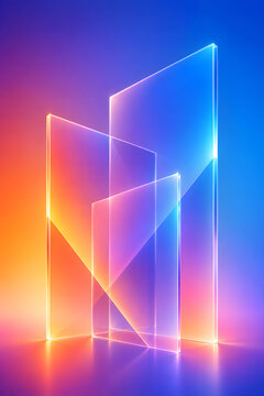 Abstract Translucent Glass Panels Glowing Warm Gradient Backdrop