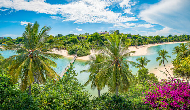 Palawan Beach and Suspension Bridge on Sentosa Island, Singapore