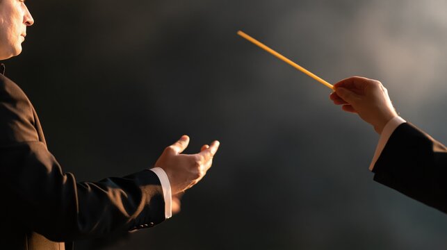 Tenor and maestro during performance on the stage