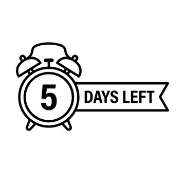 5 days left countdown clock badge line art vector illustration