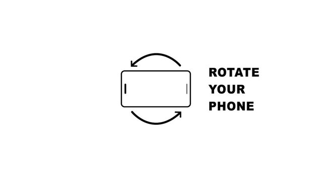 Minimalist rotate your phone screen orientation instruction animation for mobile user experience and responsive web interface guidance for horizontal landscape viewing mode optimization
