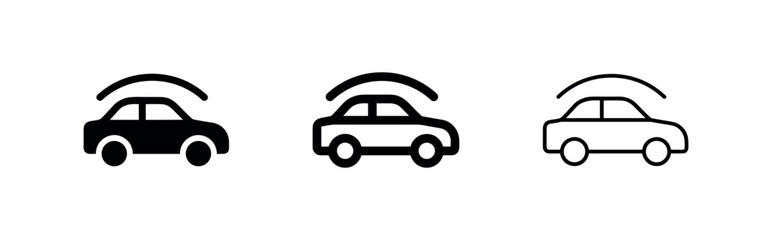 Fototapeta premium Smart connected car icon set. Autonomous vehicle, technology, and futuristic transport symbol for innovation.
