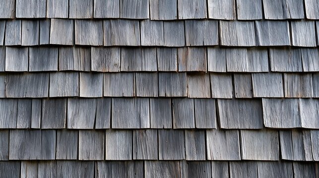 Weathered Grey Wooden Cedar Shingle Roof Texture Pattern.