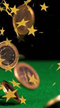 Animation of stars over coins falling