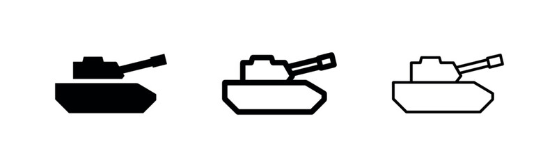 Naklejka premium Military tank icon set for warfare, army, combat, and defense concepts
