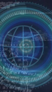 Animation of globe, scopes scanning and data processing