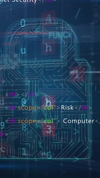 Animation of online security padlock and data processing