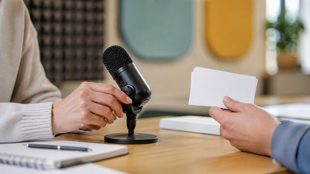 Pronunciation Practice With Tutor Microphone And Blank Cue Cards