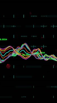 Animation of data processing over black background