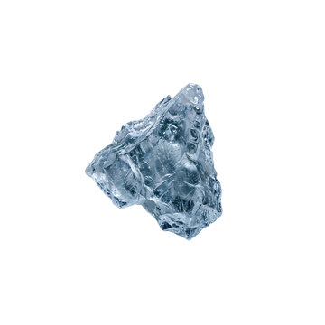 Blue ice chunks isolated on white background