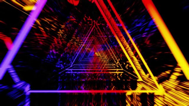 Orange with pink and blue red neon triangle gradiented VJ seamless loop