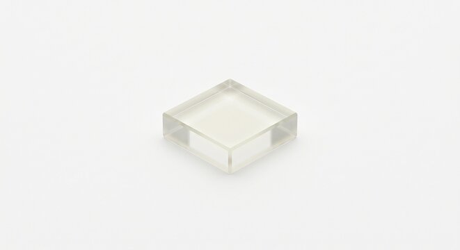 Macro photograph of a single TLD dosimeter crystal. Translucent lithium fluoride solid state square crystal for ionizing radiation capture and health physics. Isolated on white.