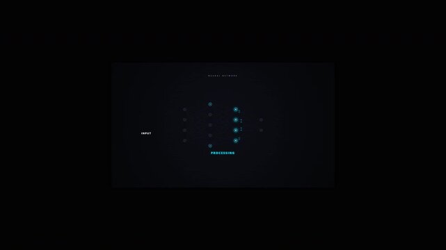 Neural network processing data from input through layered nodes to output