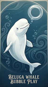 Beluga Whale Bubble Ring Play Watching Curious ilustration 
