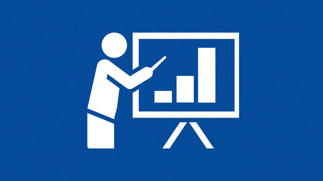Business presentation sign with a person explain chart growth concept icon