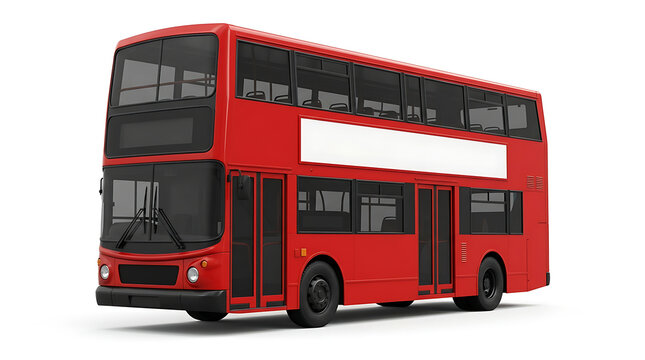 Red Double Decker Bus Isolated on White Background for Public Transport and City Travel
