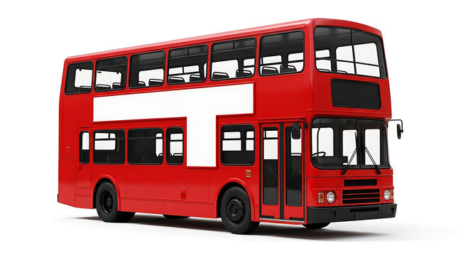 A Vintage Red Double Decker Bus, An Iconic London Transport Emblem, Ready For Advertising