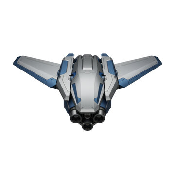 Futuristic Silver and Blue Spaceship Starfighter Vehicle