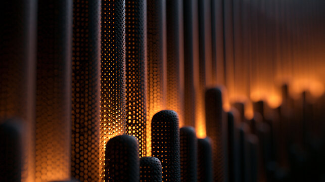 Abstract Modern Perforated Wall with Warm Backlight