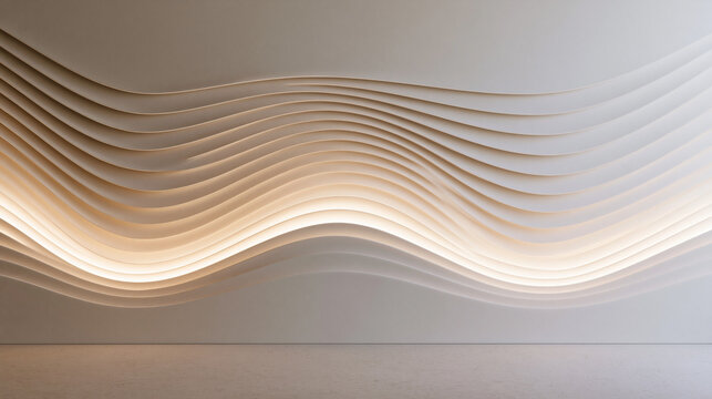 Modern Parametric Wave Wall with Warm Backlighting