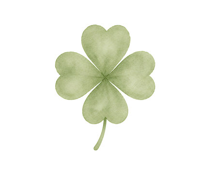 Green Watercolor Four Leaf Clover Illustration