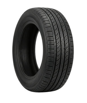 New black car tire isolated on a clean transparent background