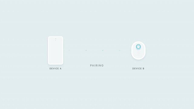 Wireless pairing process between two devices progressing from searching to connected