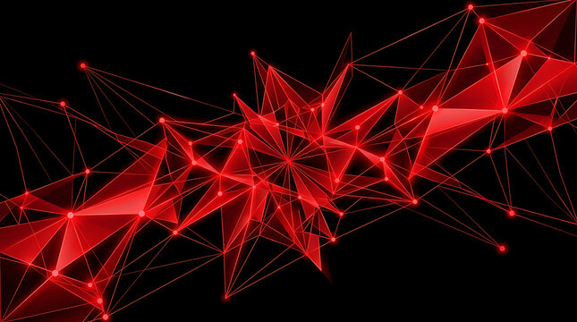 Red abstract neuron network with bright dots